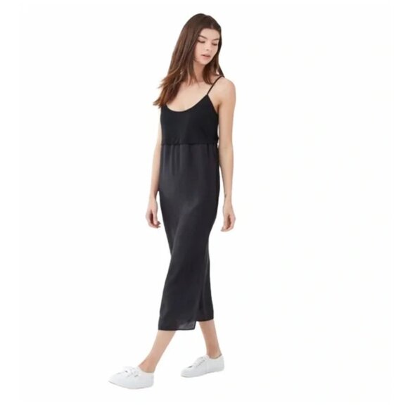 NWT Splendid Women's Etoli Double Layer Midi Cami Dress Black Size M $150 H536 - Picture 1 of 4